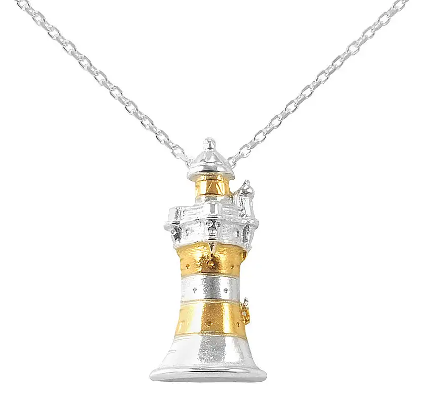 Ciondolo a forma di faro con catena in argento 925/bicolore