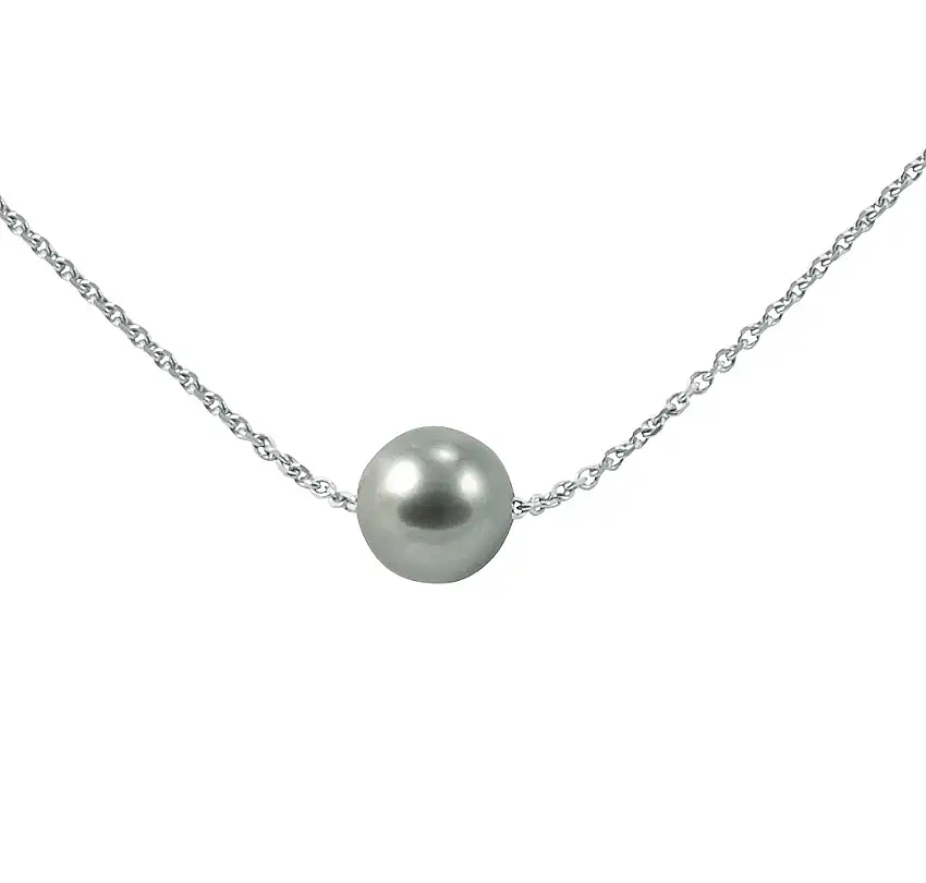 Collana 42 cm con perla di Tahiti in oro bianco