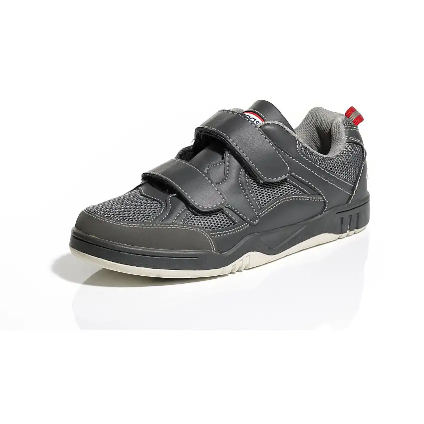 Scarpa da barca Compass da uomo con chiusura a velcro in grigio