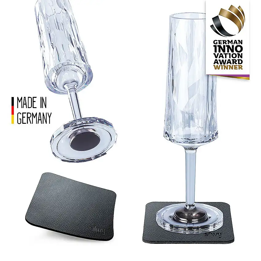 Bicchiere da champagne Silwy con magnete, set da 2