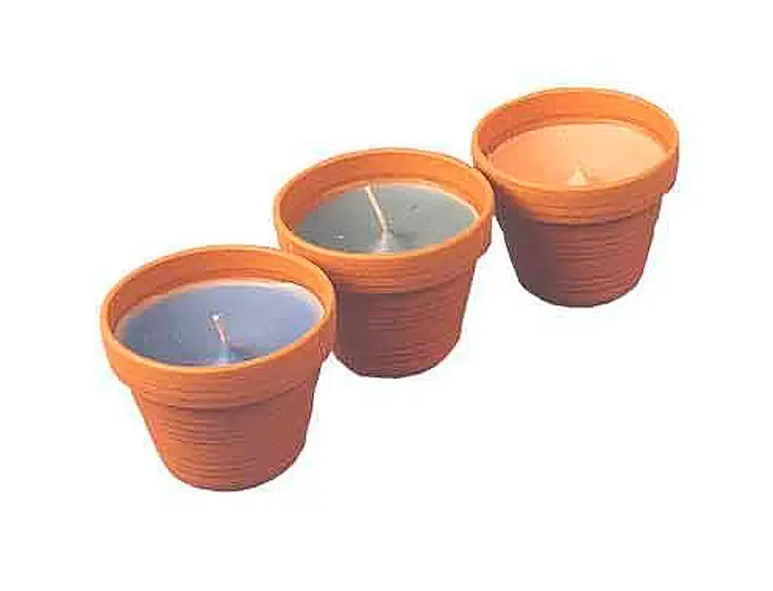 Vasi di argilla per candele alla citronella 3x