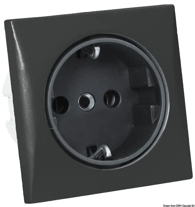 14.492.11 Presa AC 220 V tipo Schuko nera Osculati