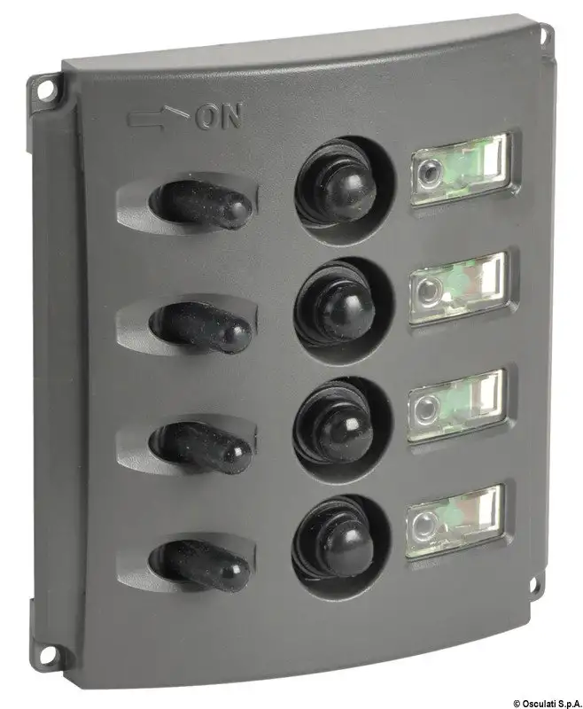 Pannello 4 interruttori elettrico fusibili automatici doppio LED