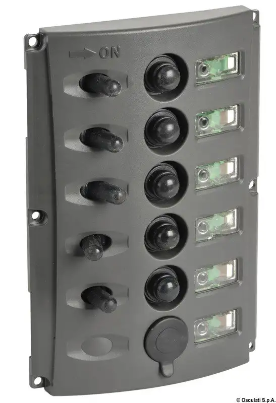 Pannello elettrico 5 interruttori fusibili automatici doppio LED