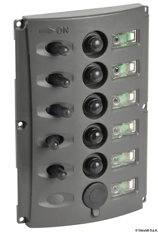 14.850.05 Pannello elettrico fusibili automatici doppio LED Osculati