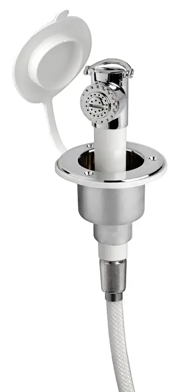 15.244.01 Doccia a pulsante cromata tubo PVC 4 m in piano Osculati