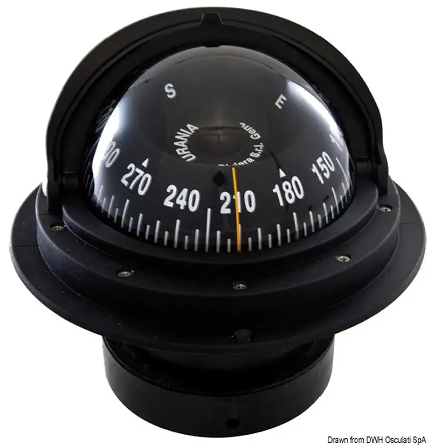 Bussola Riviera 4" con coperchio nera/nera rosa frontale