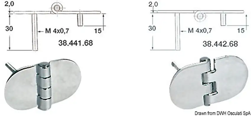 Cerniera inox 68,5x38,5 mm