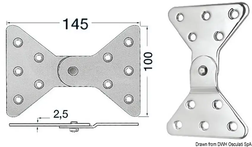 Cerniera inox laterale 145x100