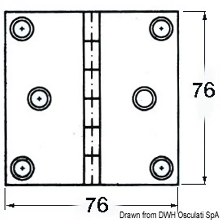Cerniera inox cieca 76x76 quad