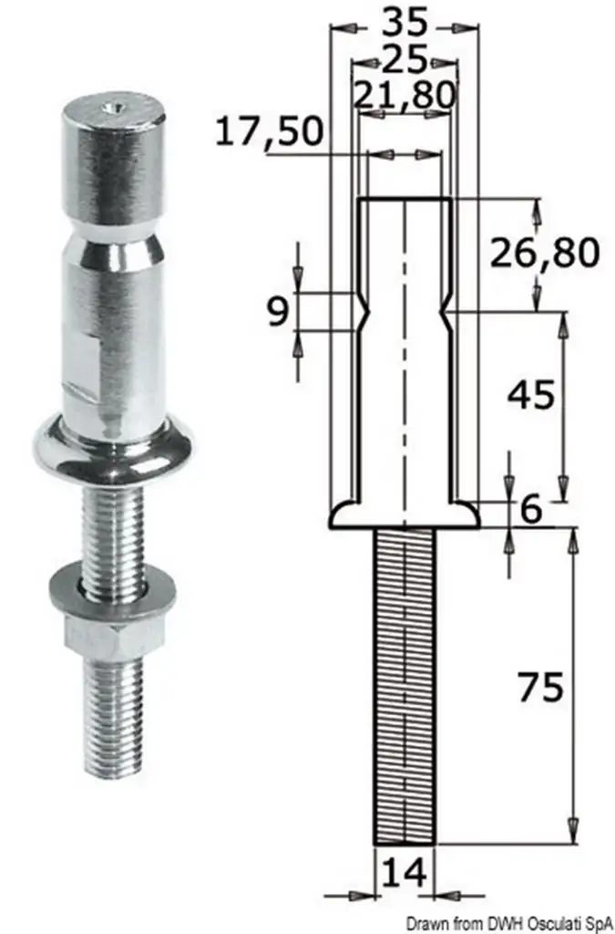 Basetta candeliere 25 x 1,5 mm