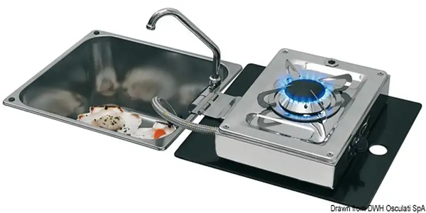 Fornello ribaltabile 1 fuoco+lavello rettangolare