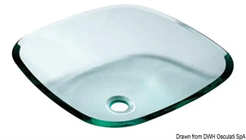 Lavello squadrato in vetro 420 x 420 mm