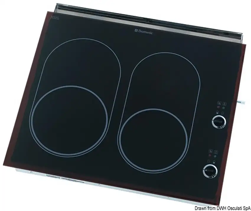 Piano cottura a gas con 2 fuochi in vetroceramica