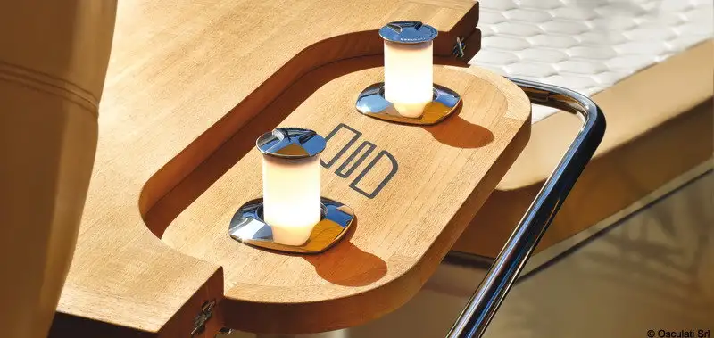 Luce da tavolo Aurora Compact ghiera tonda SS