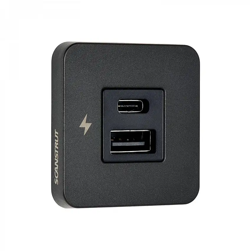 Caricatore USB da interno-A / USB-C - Nero
