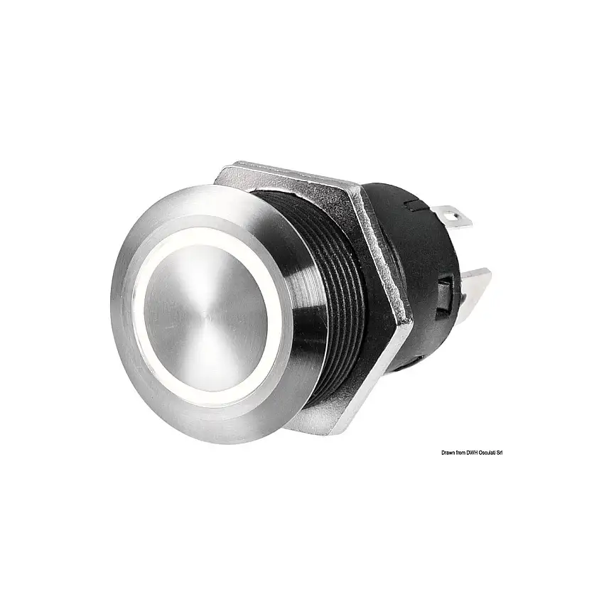 Interruttore piatto in acciaio inox (ON)-OFF 12 V bianco