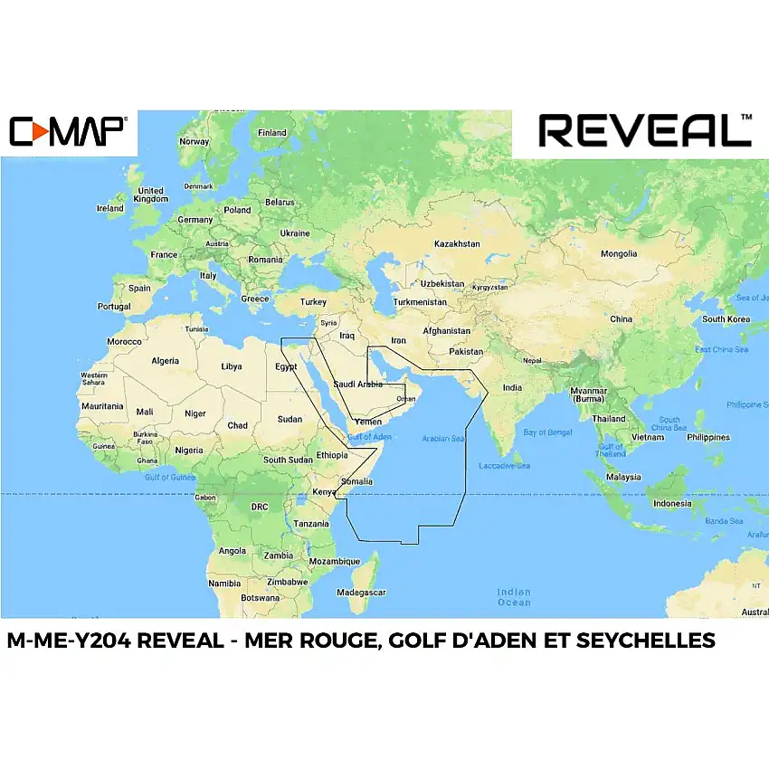 Mappa C-MAP REVEAL ME-204 Mar Rosso, Golfo di Aden e Seychelles