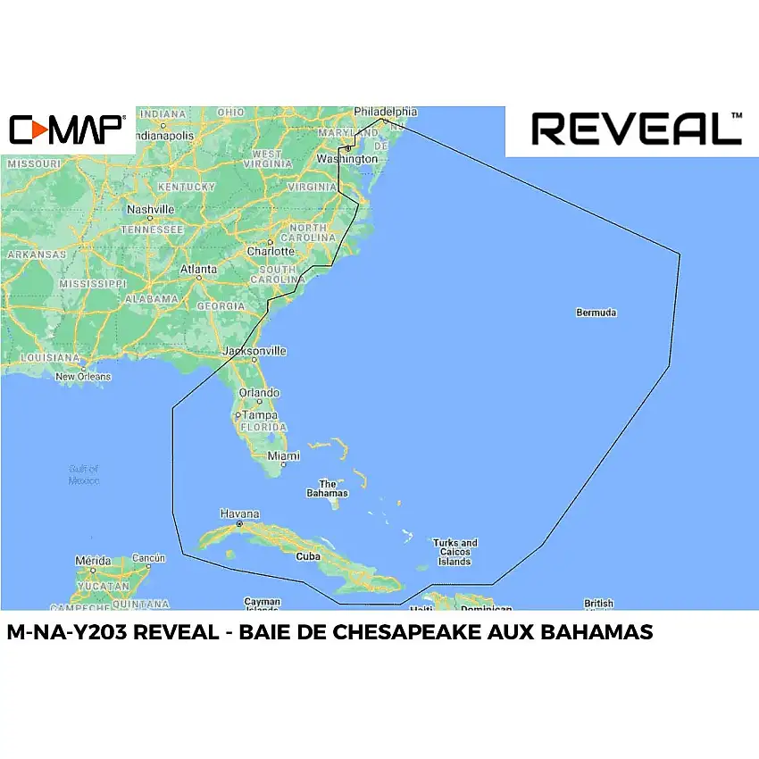 Mappa C-MAP REVEAL NA-203 Baia di Chesapeake, Bahamas