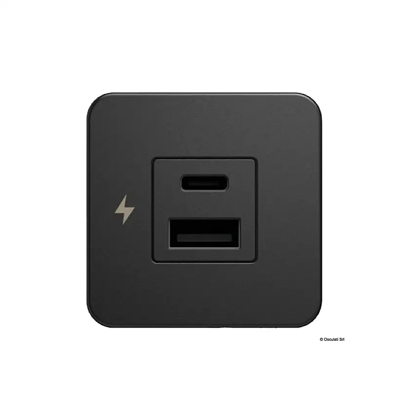 SCANSTRUT Piastrella doppia presa USB A+C, nera