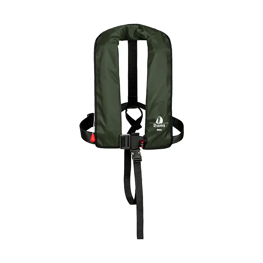 12skipper giubbotto di salvataggio automatico 165N ISO con imbragatura, verde oliva