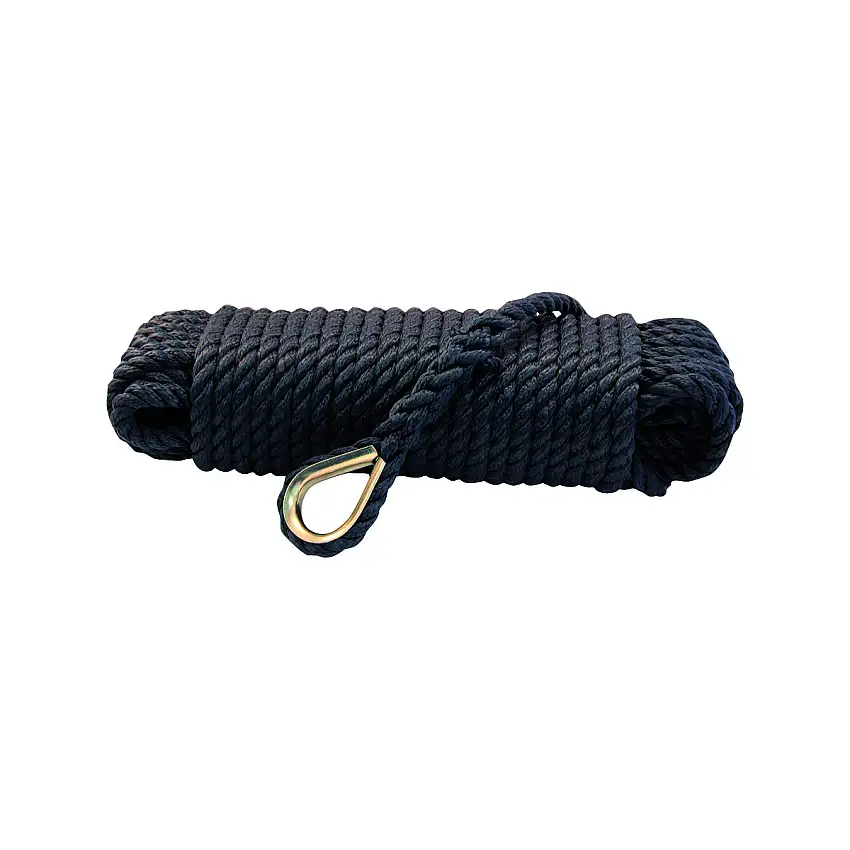 Cima di ancoraggio Talamex con occhiello - nero, diametro 12mm, lunghezza 30m