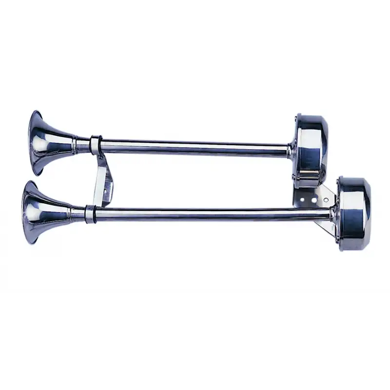 Tromba a doppio cornetto acciaio inox 12v.