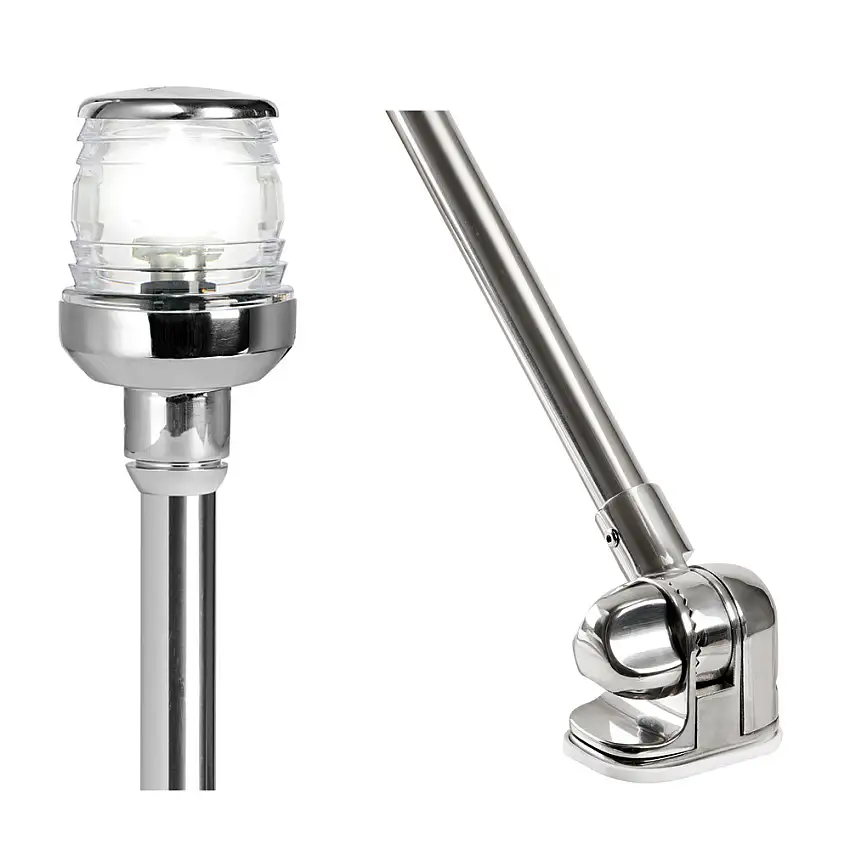 Fanale Fonda 360° 12v su Asta Abbattibile Inox H60cm