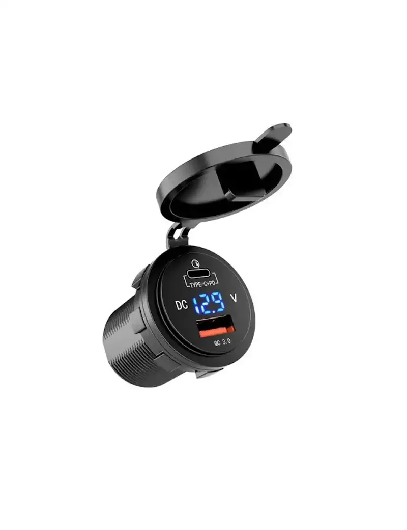 Presa USB A + USB C + Voltometro Digitale
