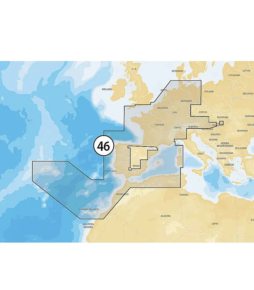 Navionics Gold XL9: 46XG Olanda, Francia, Spagna ed entroterra UE