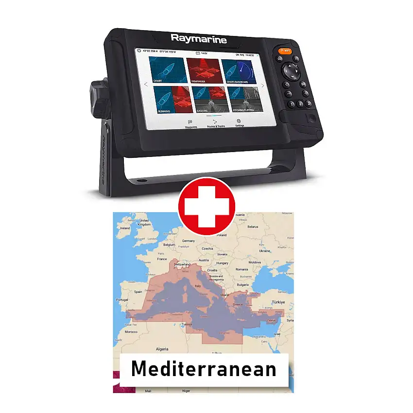 Set chartplotter Raymarine Element 7 con trasduttore HV100 e carte Lighthouse