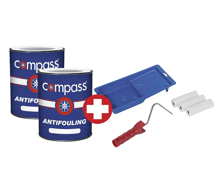 Set di 2 antivegetative Cruising da 2,5 l ciascuna + set di vaschette per la vernice