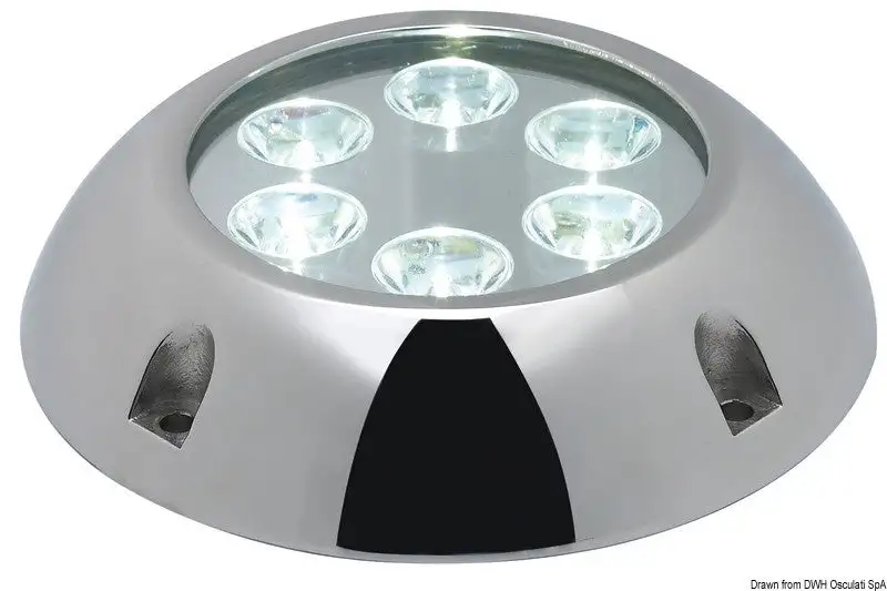Faro subacqueo 6 LED bianchi con vite