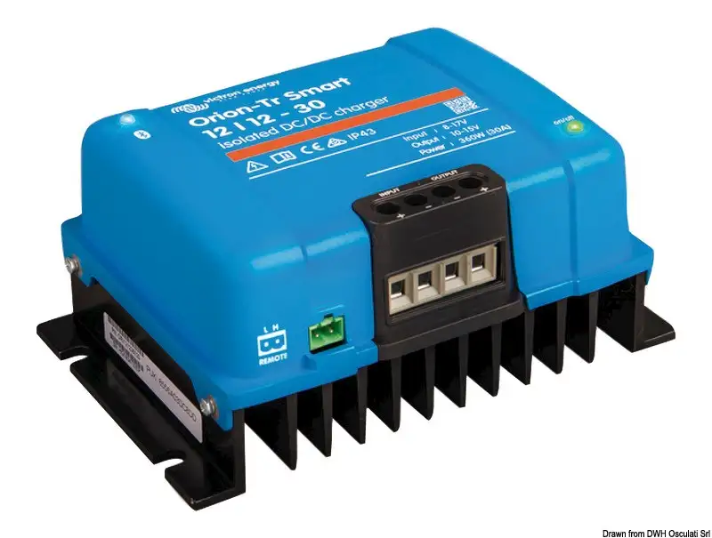 Convertitore di tensione VICTRON DC/DC e caricabatteria Orion-Tr Smart con isolamento galvanico e connessione Bluetooth
