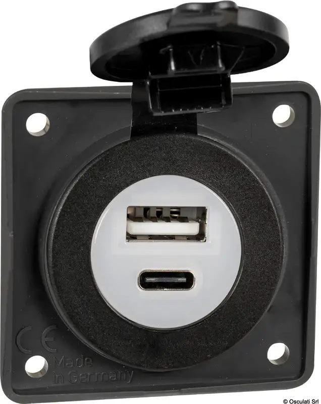 14.527.01 Presa incasso doppia USB Type-A + Type-C Osculati