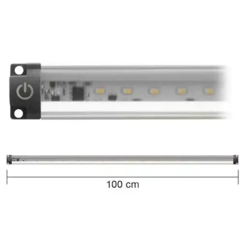 BARRA PROFILO ULTRAPIATTO LED IN ALLUMINIO 10W 100CM CON INTERRUTTORE 4000K