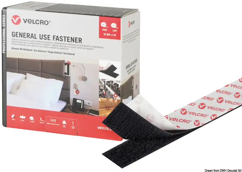 65.452.04 VELCRO® Brand GENERAL USE 5 m x 50 mm nero Osculati