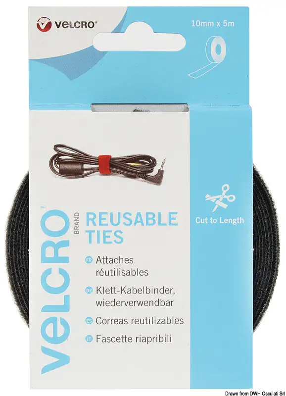65.455.05 VELCRO® Brand ONE-WRAP® Rotolo mm10 x 5mt nero Osculati