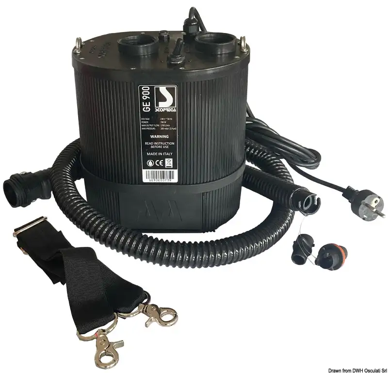 66.448.05 Gonfiatore SCOPREGA elettrico GE 900AA-PLUS 230V Osculati