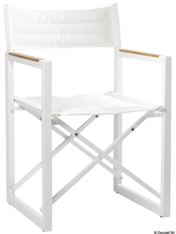 71.325.03 Sedia pieghevole alluminio teak ARC The Square bianca Osculati