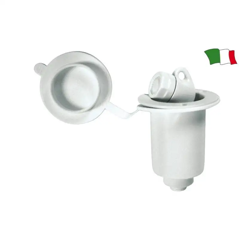 Contenitore bianco porta doccia a scomparsa con tappo