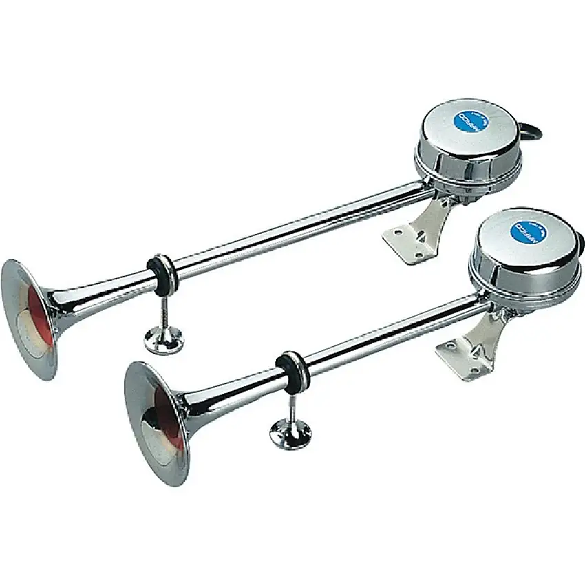 Coppia trombe ottone cromato 12V EM1+EM2