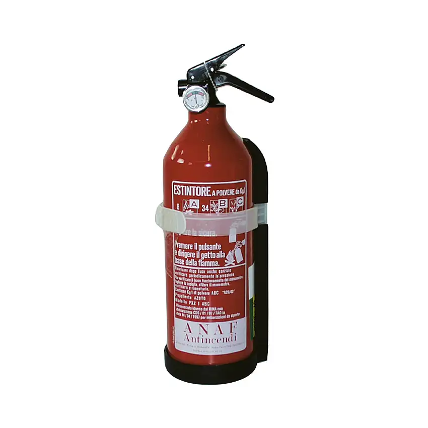 ESTINTORE A POLVERE C/MANOMETRO KG.1 CLASSE 5A-34BC CERTIFICATO MED PER ITALIA