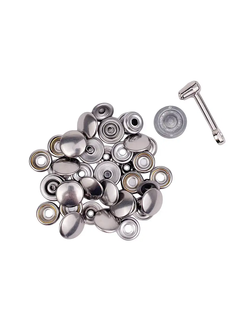 Kit 15 bottoni a pressione inox Ø 17 mm maschio + femmina