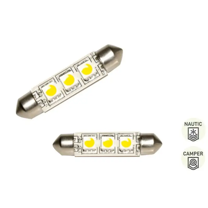 LAMPADINA SV A SILURO 3 LED - L. CALDA