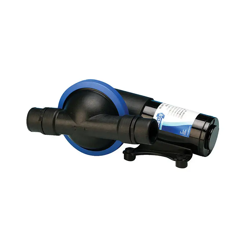 POMPA A MEMBRANA JABSCO SCARICO ACQUE NERE 24 VOLT 4 AMP AUTOD.MT.3 PORTATA LT.19 AL MINUTO PORTAGOMMA DA MM.38