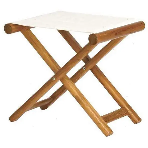 Sgabello pieghevole MB in teak - Ecrù