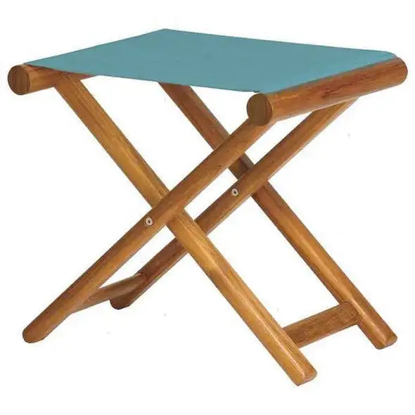 Sgabello pieghevole MB in teak - Turchese