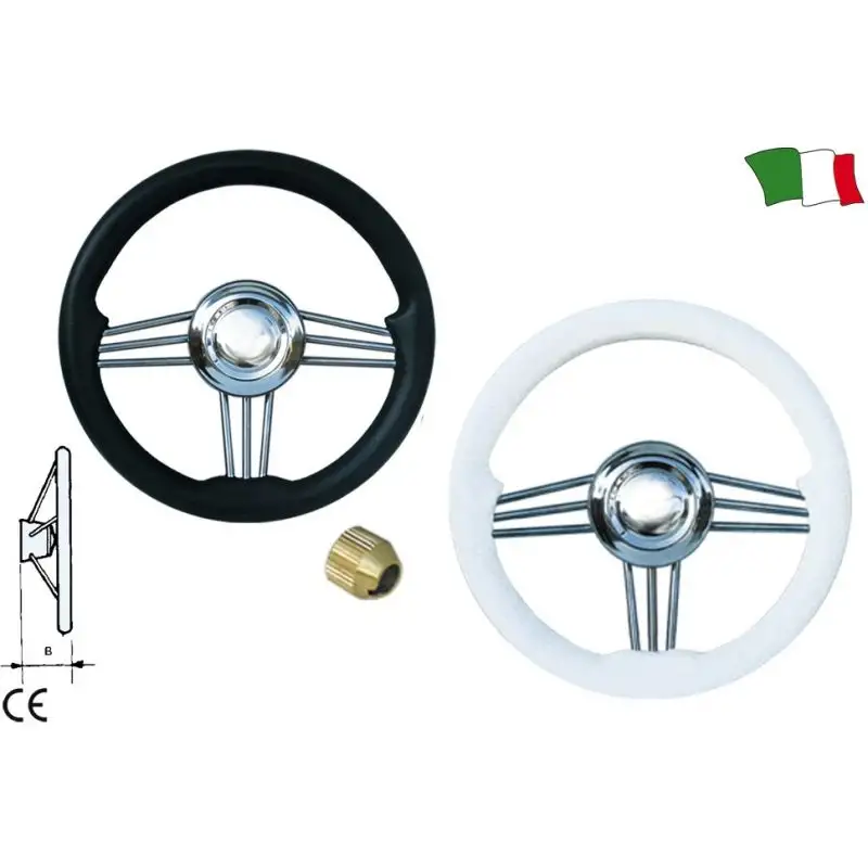 VOLANTE 3 RAZZE INOX E POLIURETANO- COLORE NERO -D.35cm