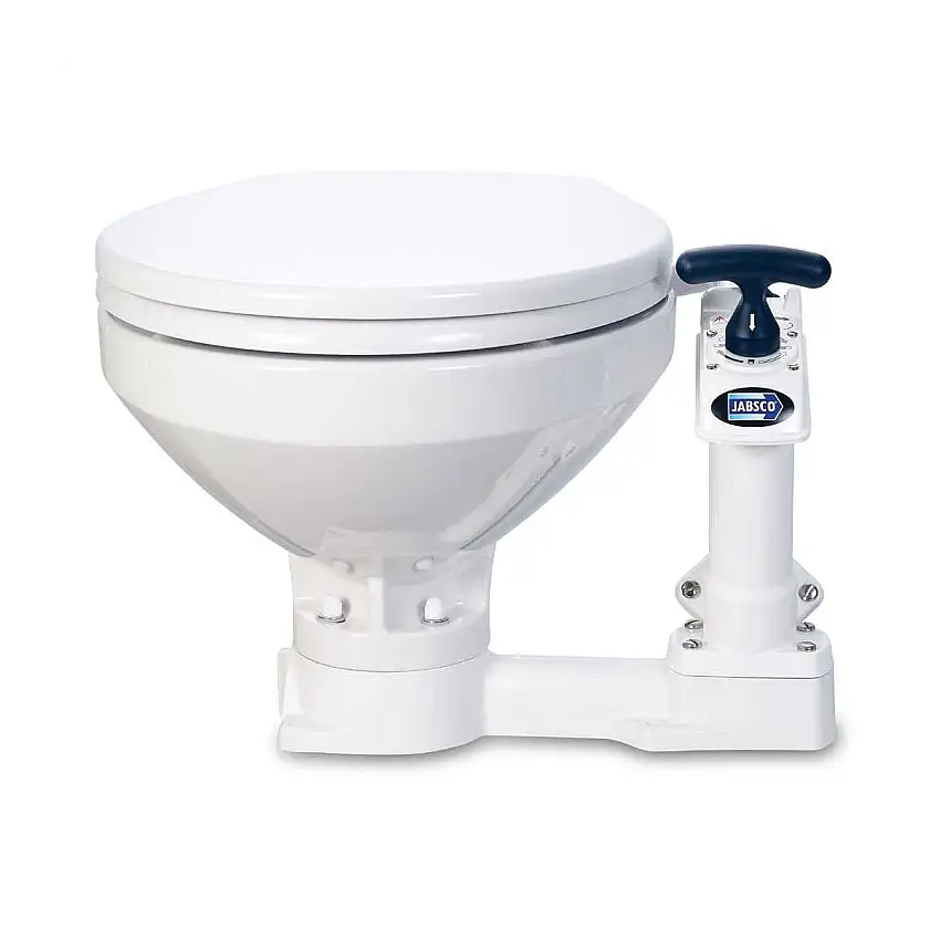 WC MARINO MANUALE JABSCO IN PORCELLANA BIANCA SEDILE IN LEGNO